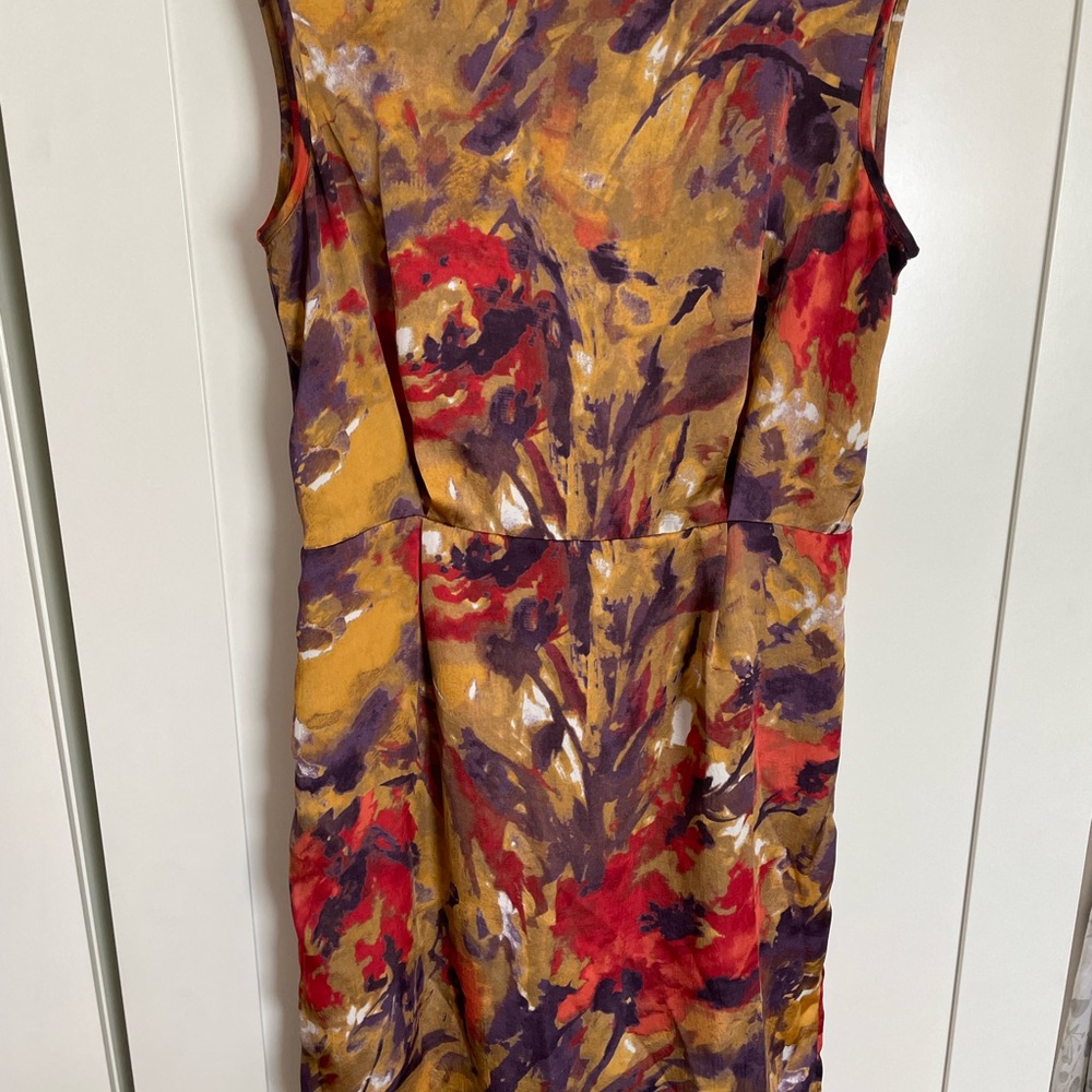 Anne Klein Gold and Red Sheath Midi Dress